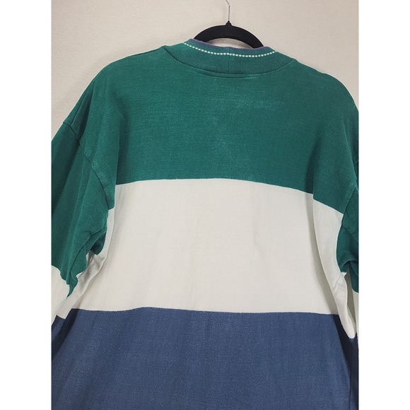 Vtg 90s American Eagle Color Block Mock Neck Sweater Shirt Mens XL Blue Green US - Picture 12 of 14